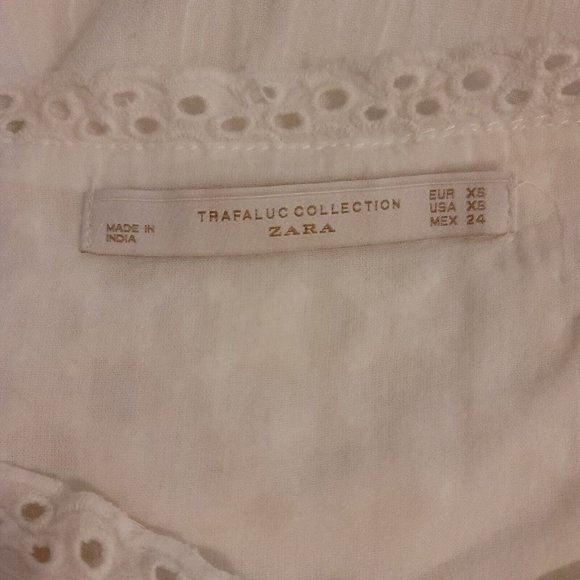 Zara Womens Size XS White Cotton Eyelet Embroidered Gauze Mini Dress Boho Beach - Picture 6 of 12